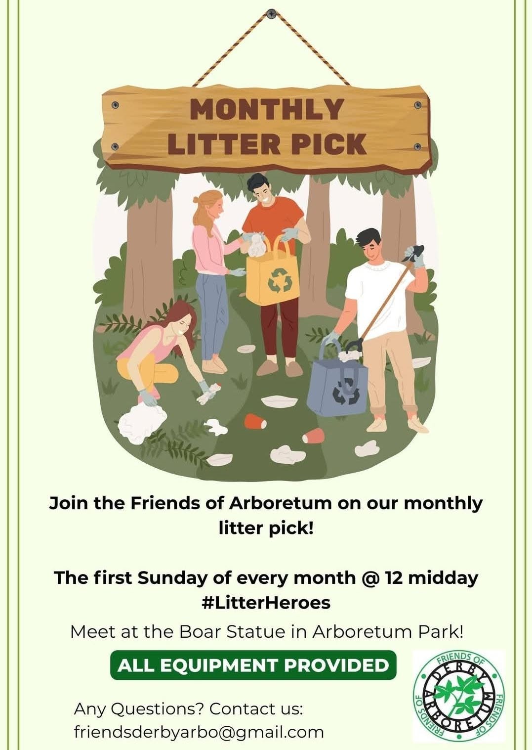 Litter Pick poster — Sunday 6th September 2026 at 12 Midday. Free event.