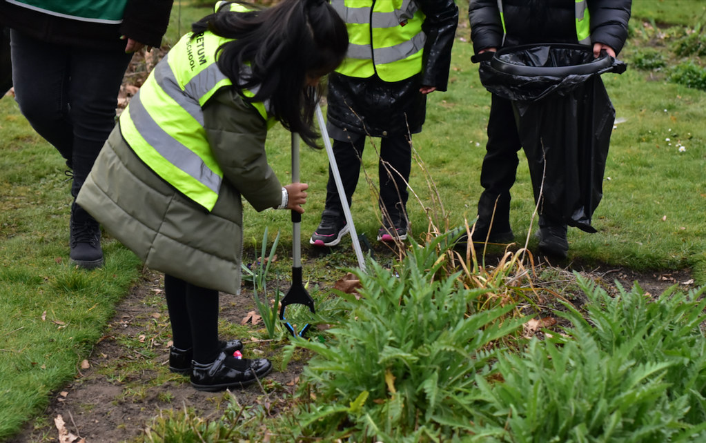 Weeding in the flower bed